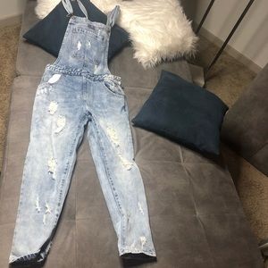 Light wash overalls